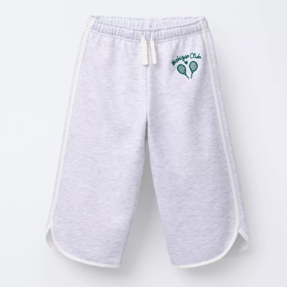 Zara Light Gray Kids Sweatpants with Tennis Graphic sporty piped track pants